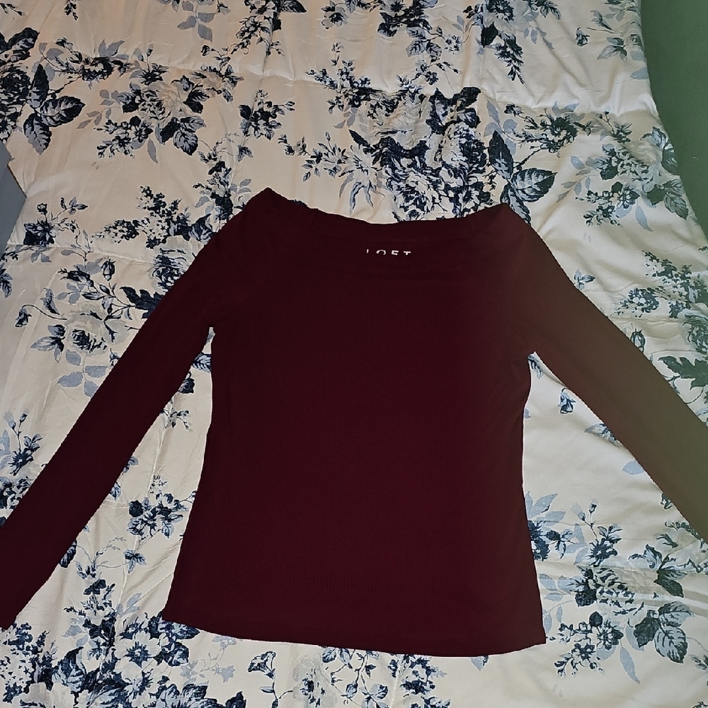 Loft Women's Burgundy Long Sleeve Top